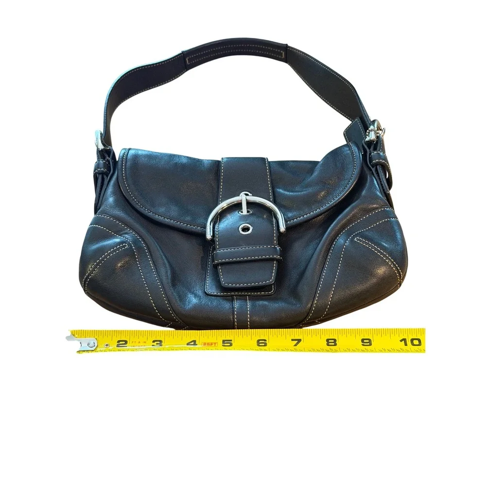 Coach Soho Buckle Flap Bag Small Black Leather 9247 • Silver Hardware Y2K Retro